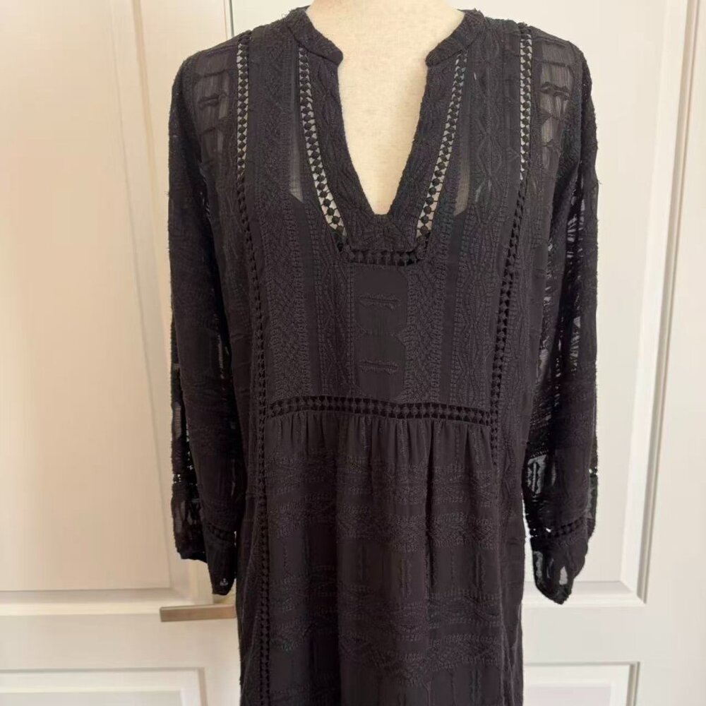 Joie Black Lace Look long-sleeves Dress, Sz S